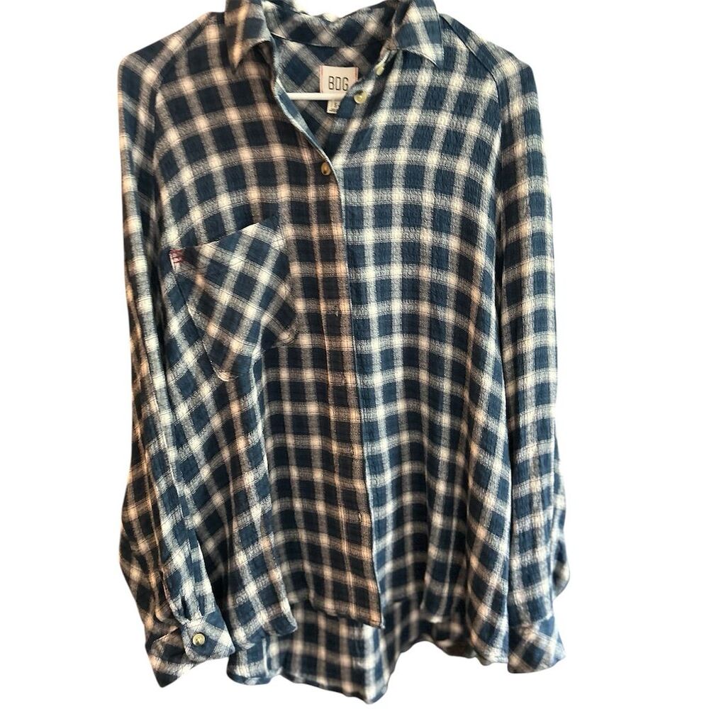 BDG Urban Outfitters‎ unisex Blue Plaid Flannel Button-Up Shirt Size S